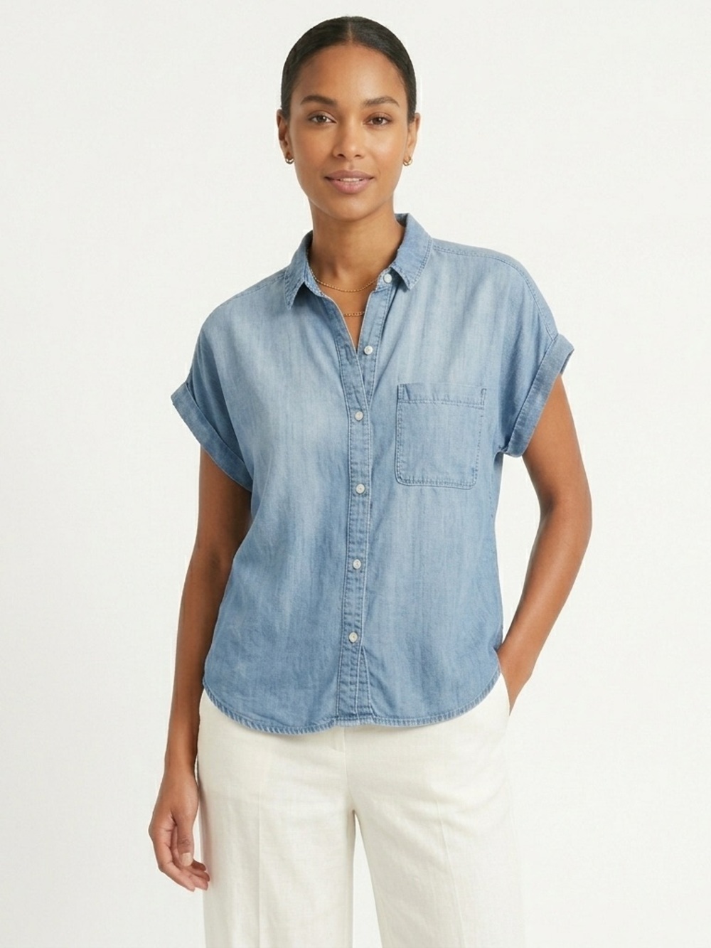 cloth & stone Light Blue Denim Button-Down Shirt